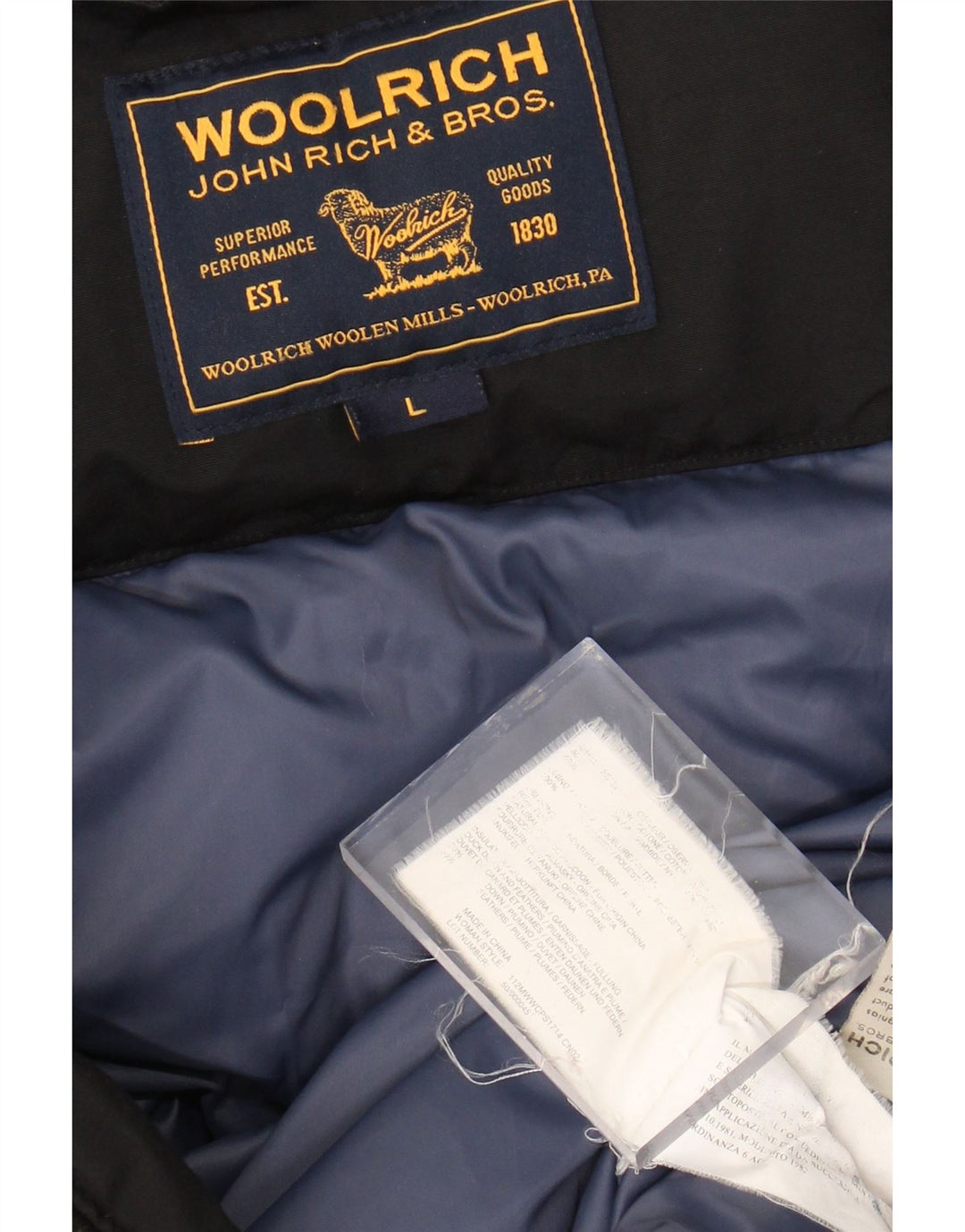 Женское стеганое пальто Woolrich UK 14, большой черный хлопок