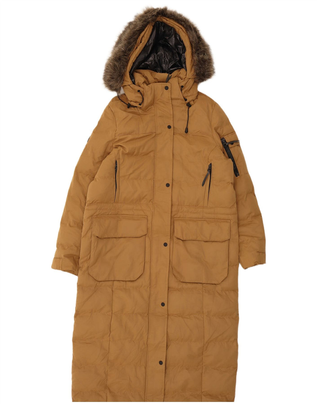 Женское стеганое пальто с капюшоном Superdry UK 12, средний бежевый, полиэстер