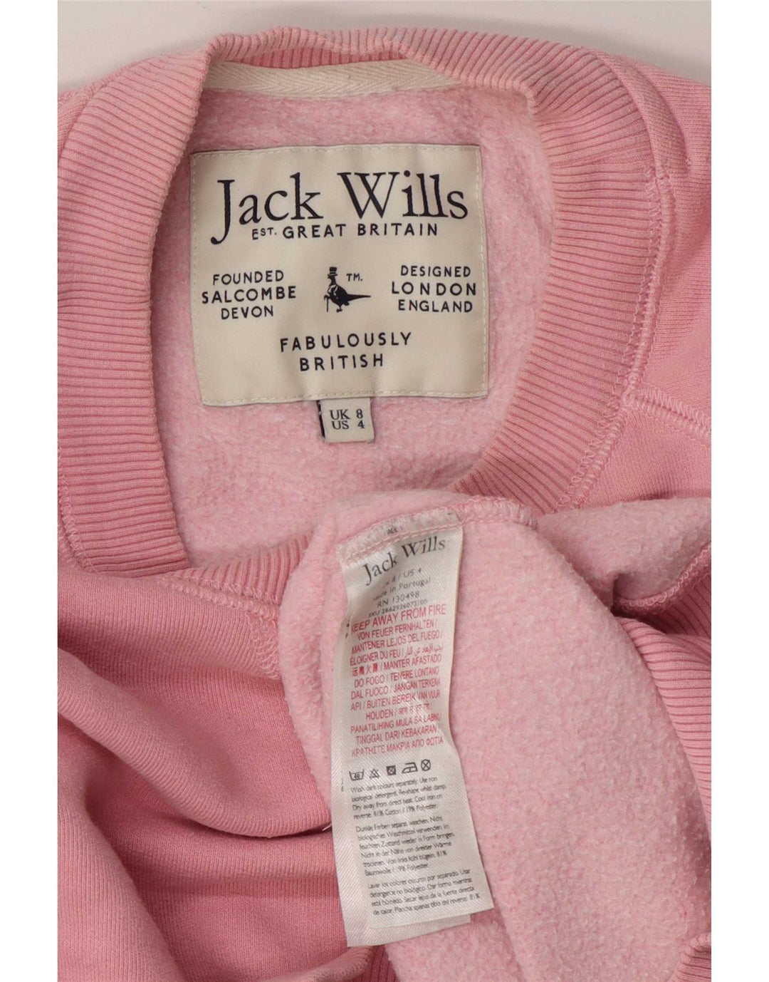 Женский свитер оверсайз Jack Wills, размер 8, маленький розовый, хлопок, Великобритания