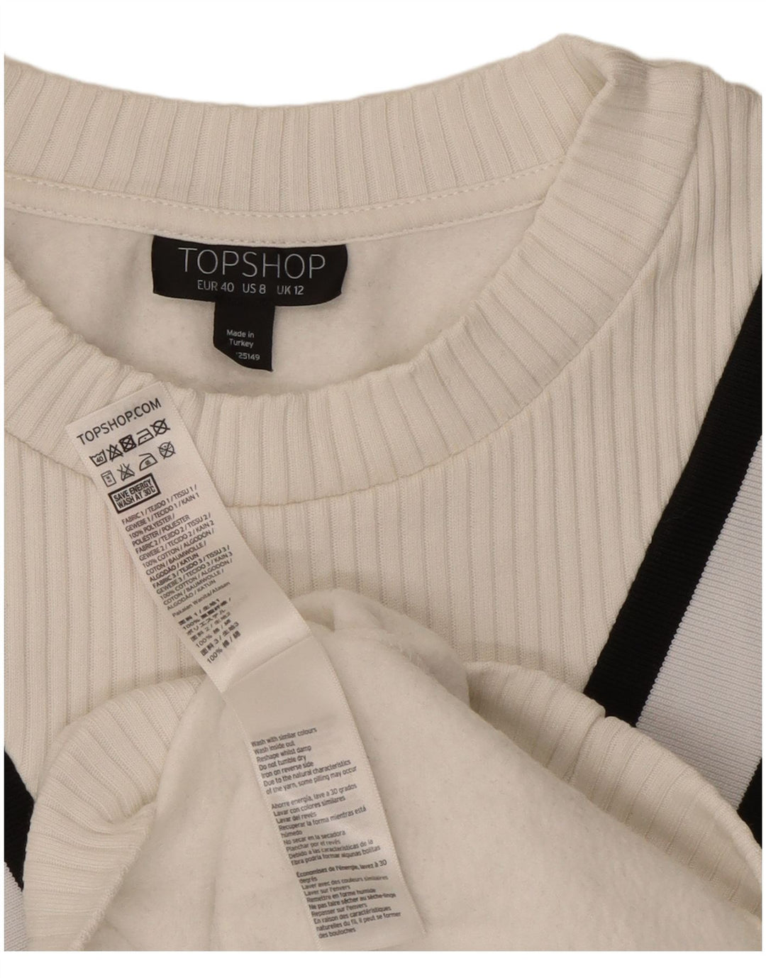 Женский джемпер оверсайз Topshop UK 12, средний белый в полоску
