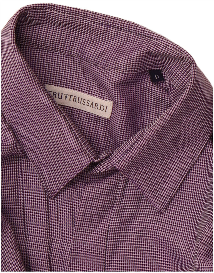 Рубашка мужская TRUSSARDI размер 41 средний фиолетовый в пятнистый цвет
