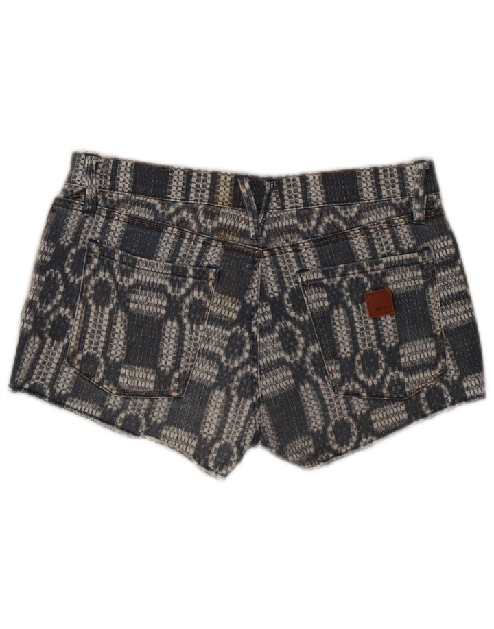 Женские джинсовые шорты Roxy US 7 Medium W30 Синие с геометрическим рисунком