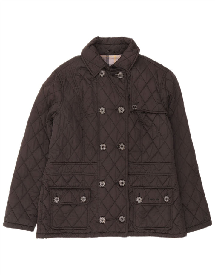 Женская двубортная стеганая куртка Barbour UK 16, большой серый полиэстер