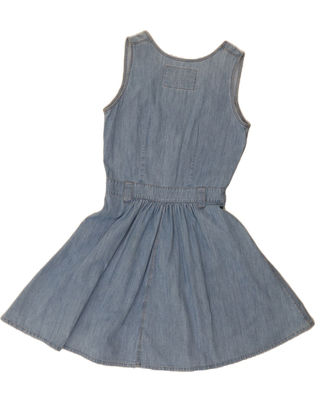 VINTAGE Womens Sleeveless Denim Dress UK 12 Medium Blue Vintage Vintage and Second-Hand Vintage from Messina Hembry 