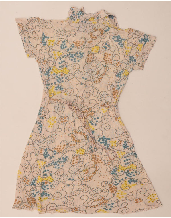 SUPERDRY Женское платье-трапеция UK 14, средний бежевый с цветочным принтом