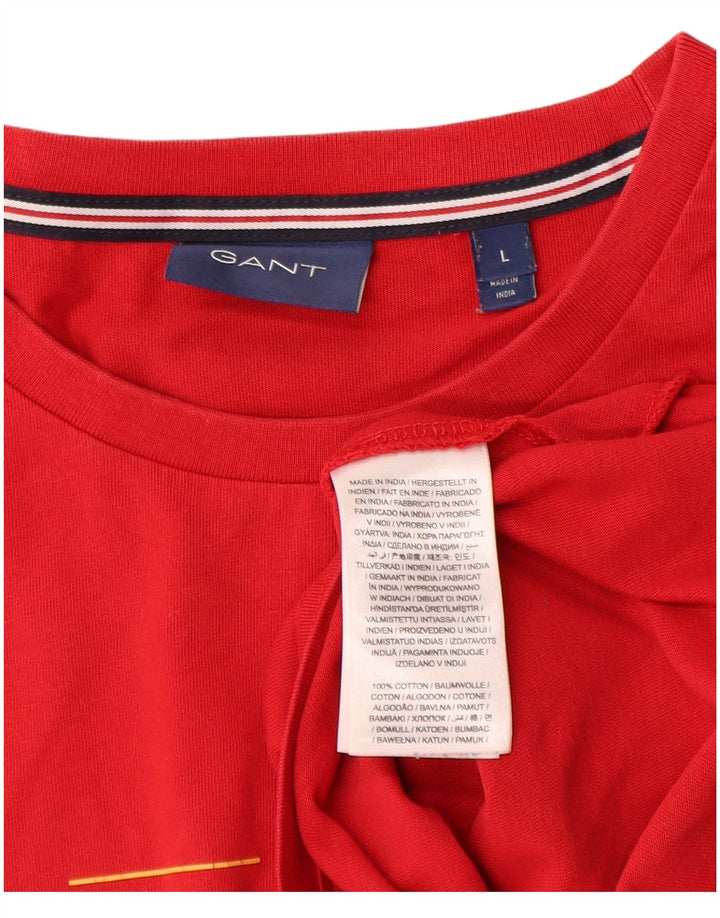Мужская футболка с рисунком Gant, большой красный хлопок