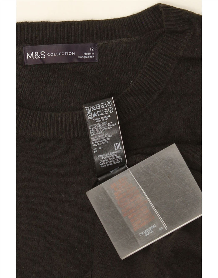 Женский джемпер с круглым вырезом Marks & Spencer UK 12, средний черный акрил
