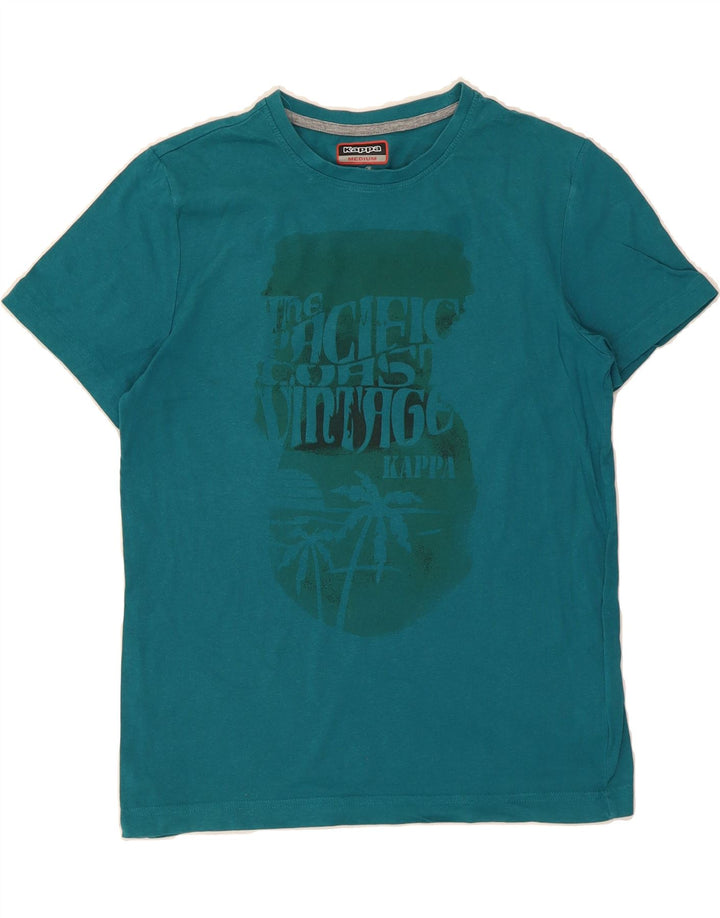 KAPPA Womens Graphic T-Shirt Top UK 14 Medium Blue Cotton Vintage Kappa and Second-Hand Kappa from Messina Hembry 