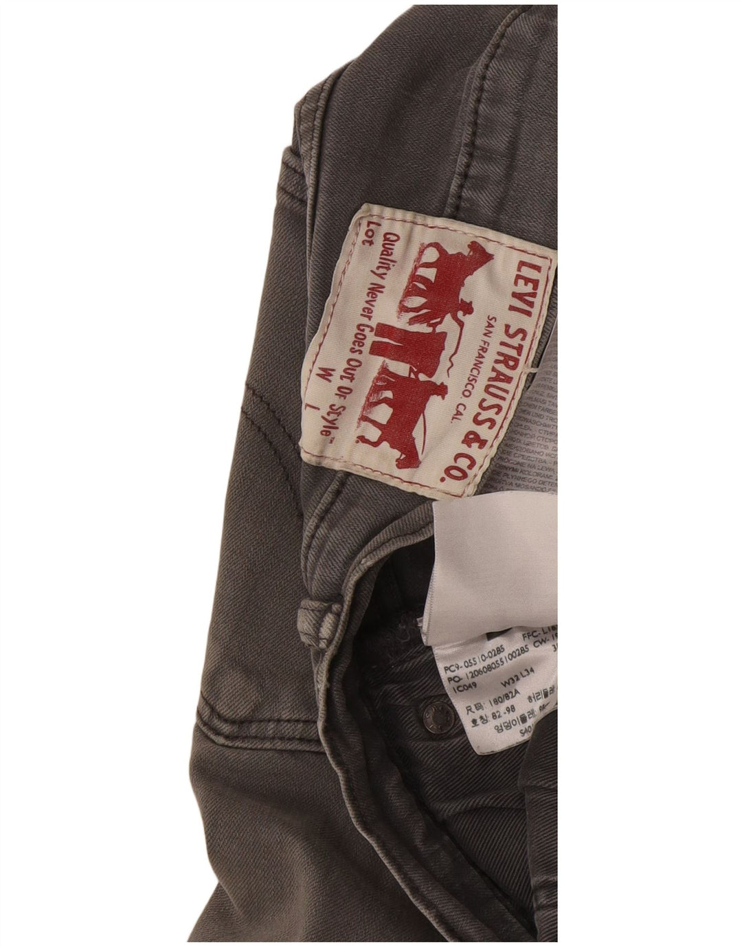 Мужские джинсы скинни Levi's W32 L34 Серые, хлопок