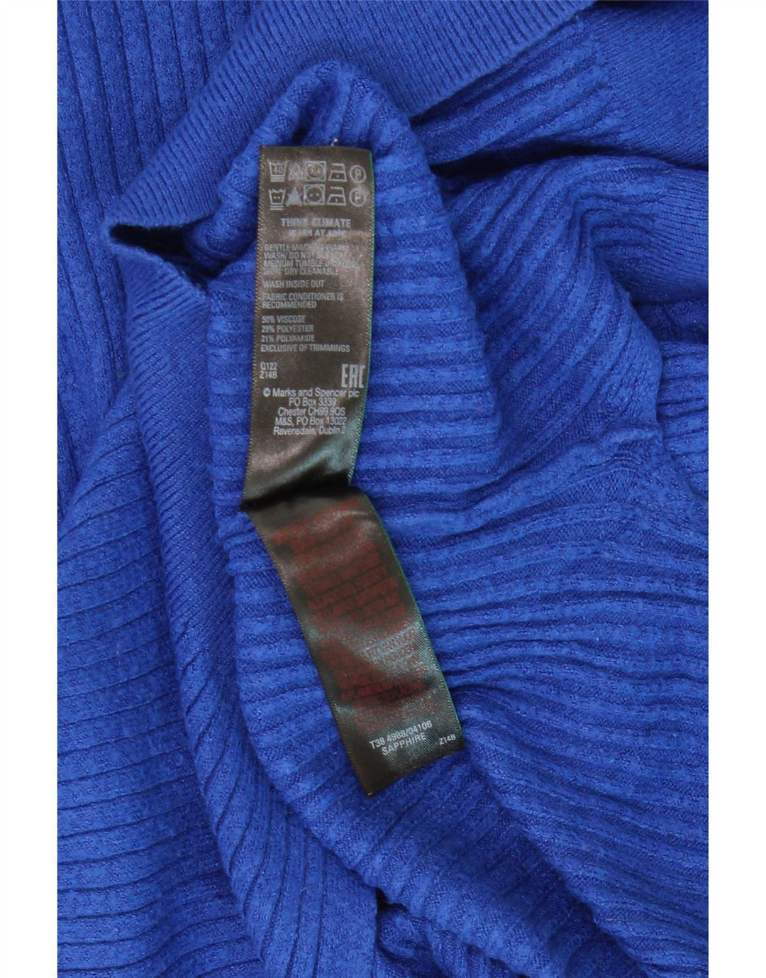 Женский джемпер с воротником на молнии Marks & Spencer, размер UK 10, маленький, синий, вискоза