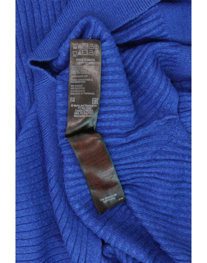Женский джемпер с воротником на молнии Marks & Spencer, размер UK 10, маленький, синий, вискоза