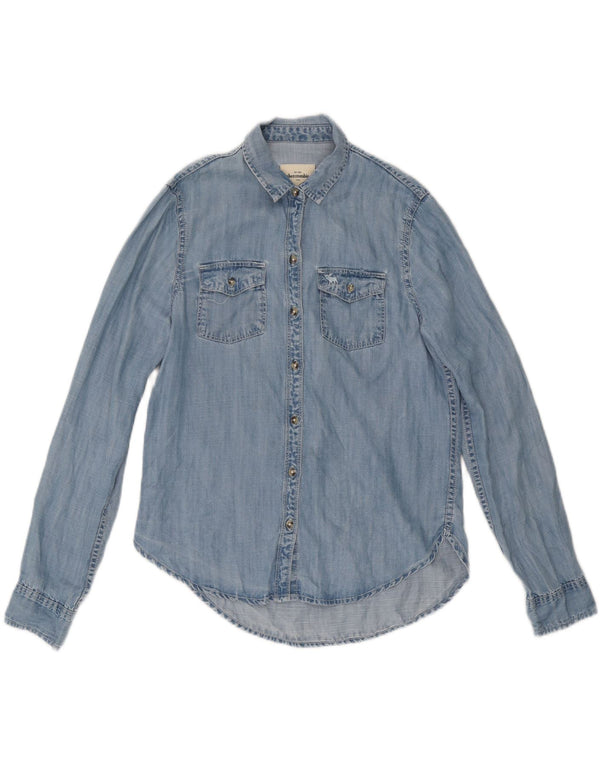 Джинсовая рубашка Abercrombie & Fitch для девочек 15-16 лет, XL, синяя