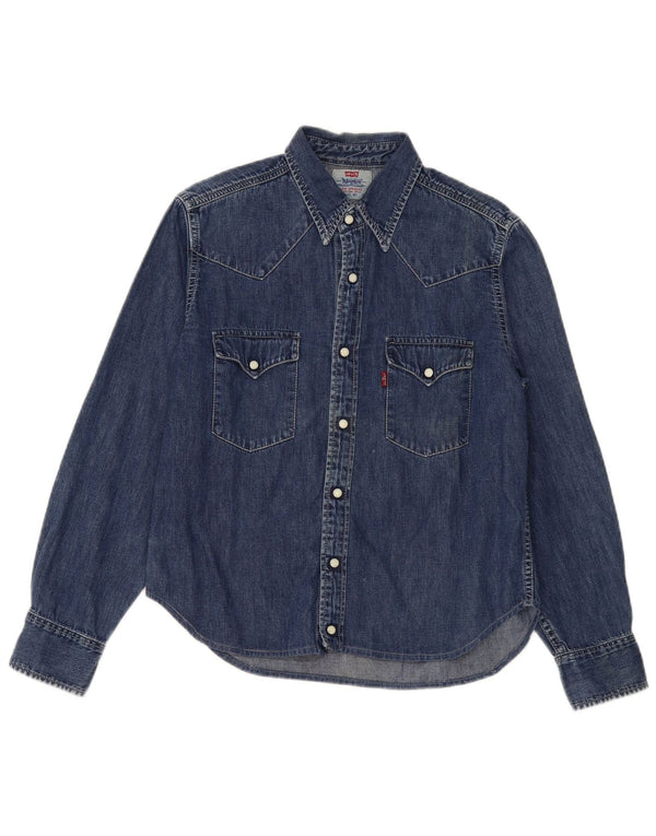 Джинсовая рубашка Levi's для мальчиков 15–16 лет, маленькая, темно-синяя, хлопковая
