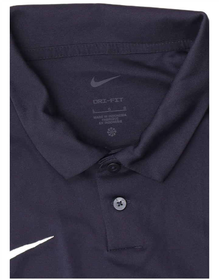 Мужская рубашка-поло Nike Dri Fit, большая темно-синяя