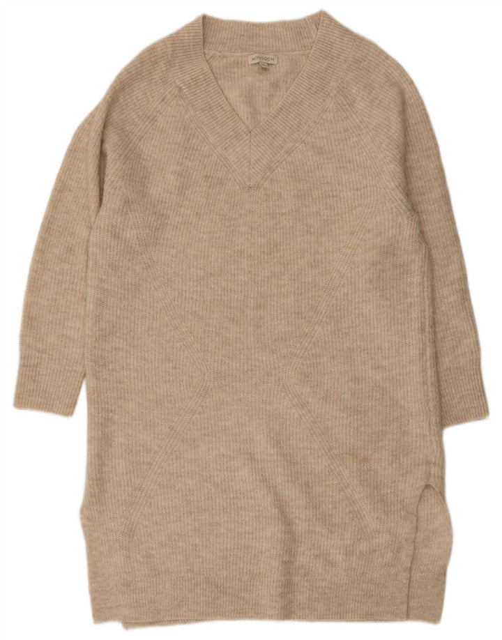 Женское платье-джемпер свободного кроя MONSONON UK 14, средний бежевый акрил