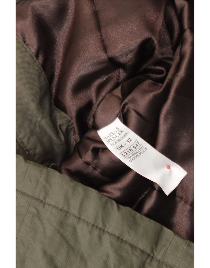 Женская парка с капюшоном Marks & Spencer UK 12, хлопок среднего цвета хаки