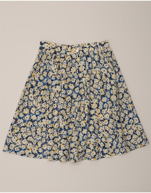 Винтажная женская юбка-трапеция W26, маленькая, разноцветная с цветочным принтом