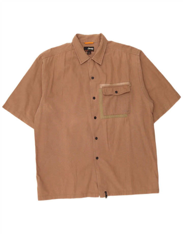 Мужская рубашка с коротким рукавом JEEP XL, коричневая клетка, хлопок