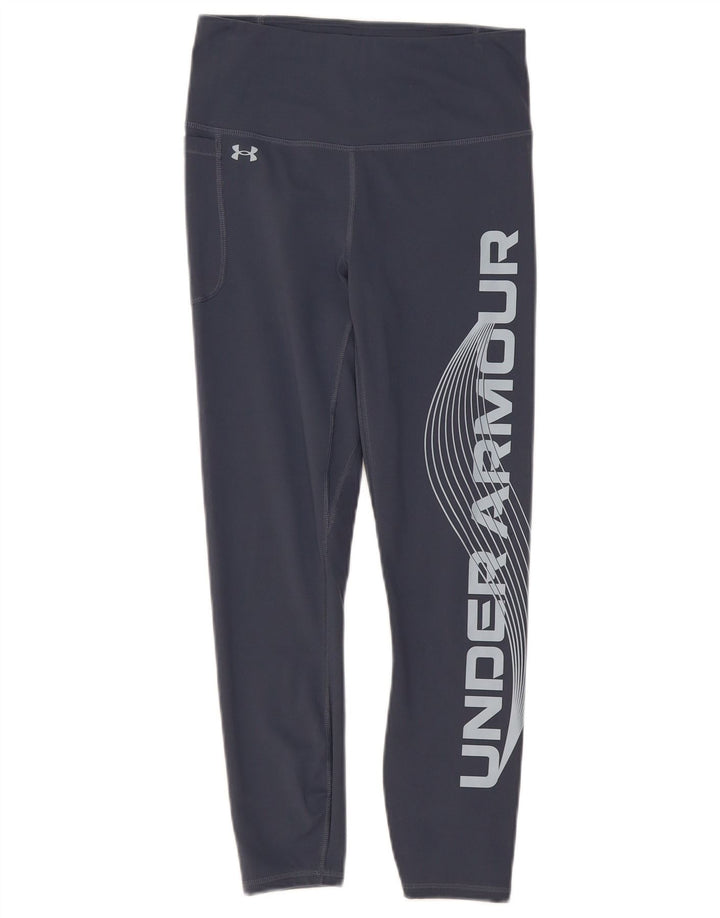 Женские укороченные леггинсы с рисунком Under Armour, Великобритания 12, средний синий полиэстер