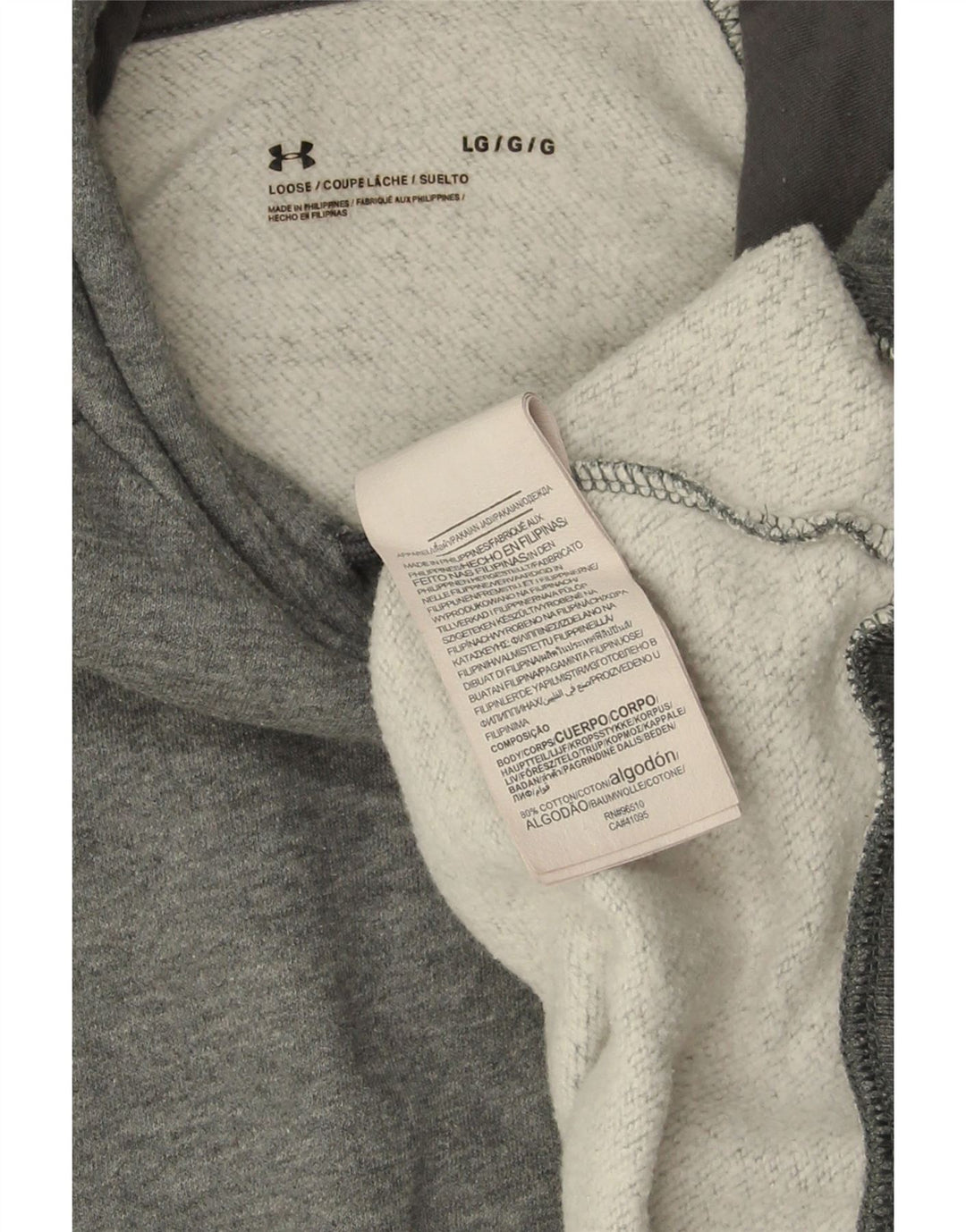 Мужской джемпер с капюшоном UNDER ARMOR, большой размер, серый хлопок с крапинками