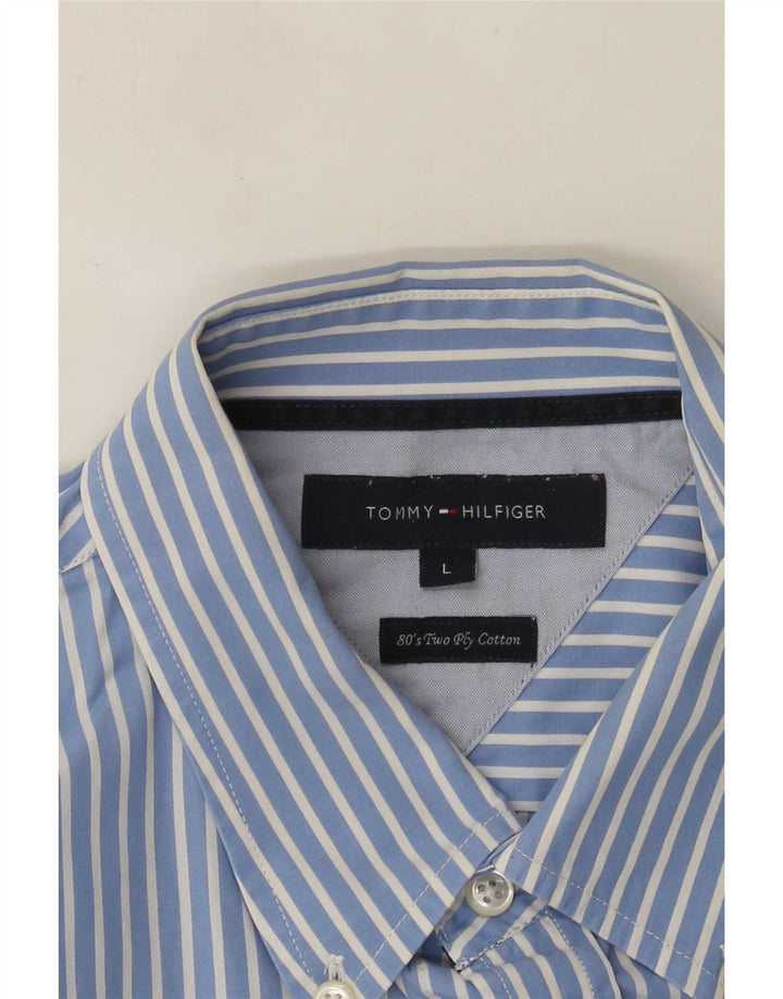 Мужская рубашка Tommy Hilfiger, большая синяя хлопковая полоска