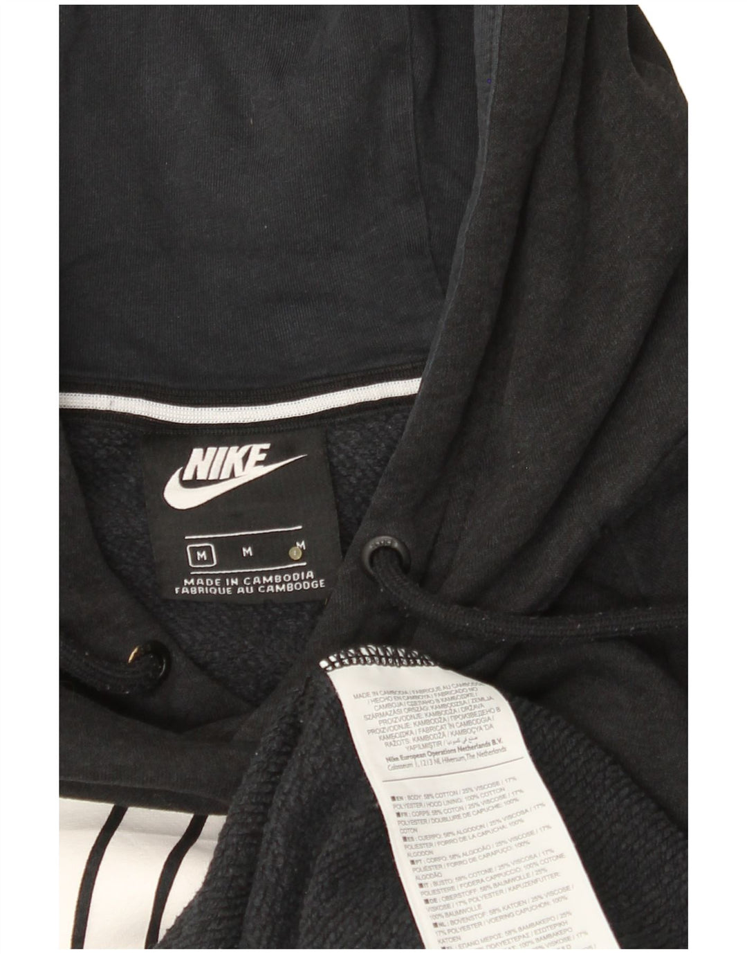 Мужской джемпер с капюшоном NIKE, черный, хлопковый, среднего размера