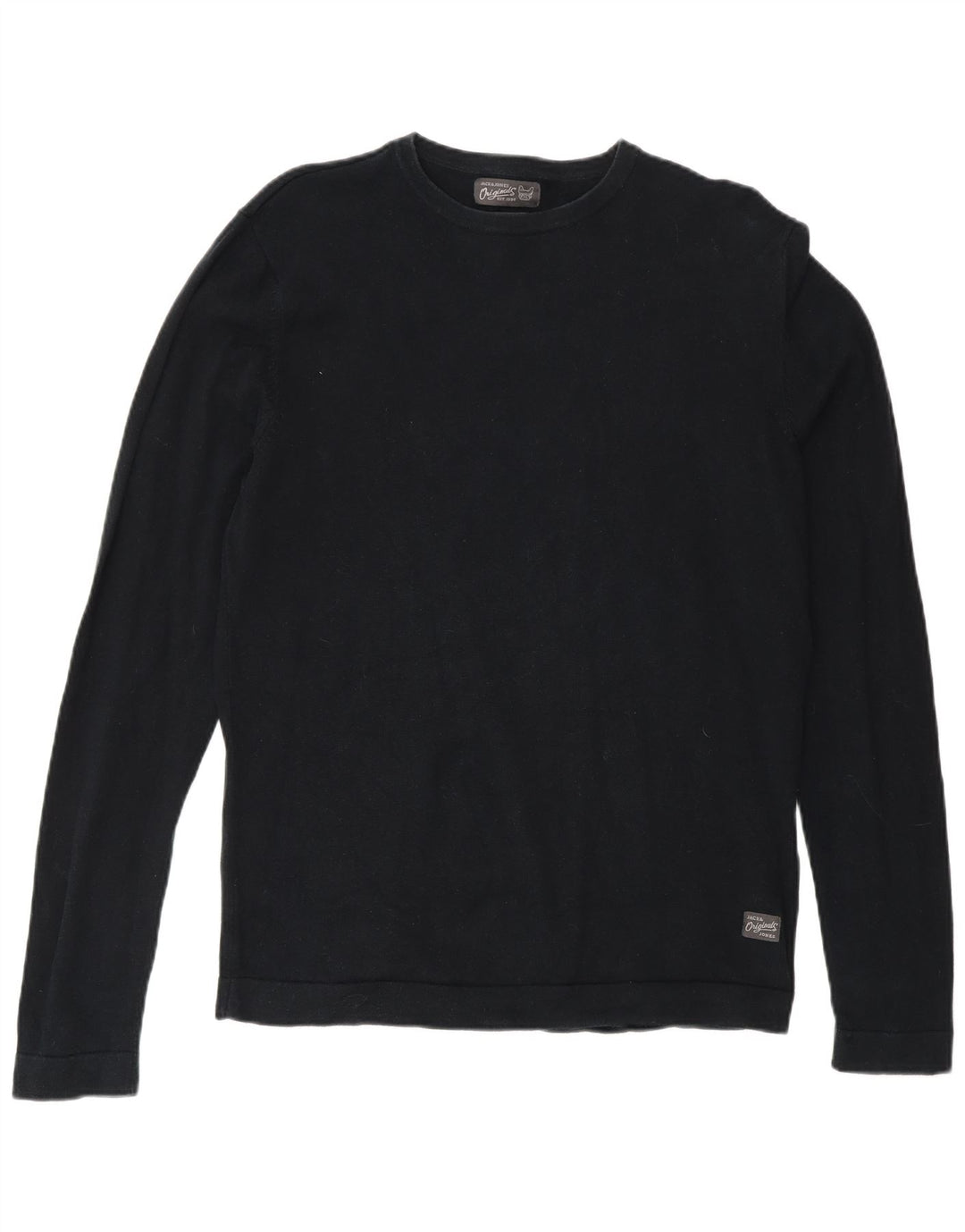 Мужской джемпер с круглым вырезом Jack & Jones, маленький черный хлопковый свитер