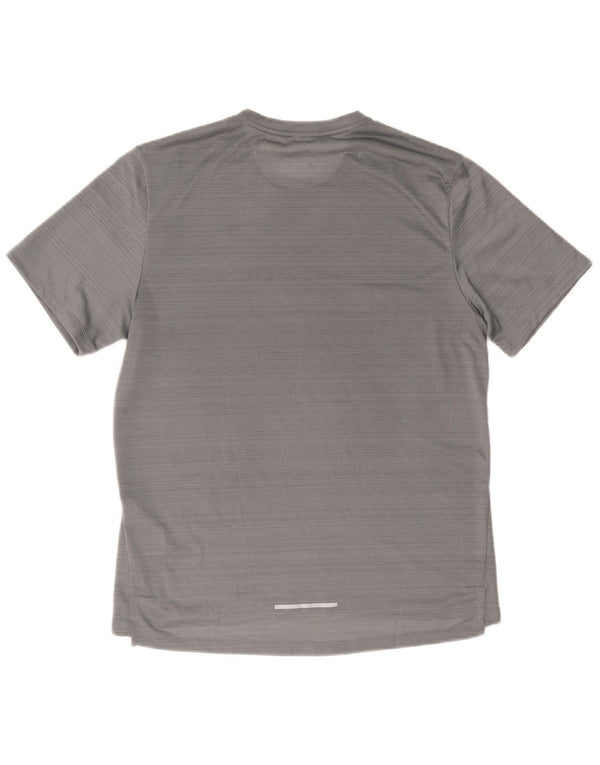 Nike Mens Dri Fit T-Shirt Top Medium Grey Striped Polyester