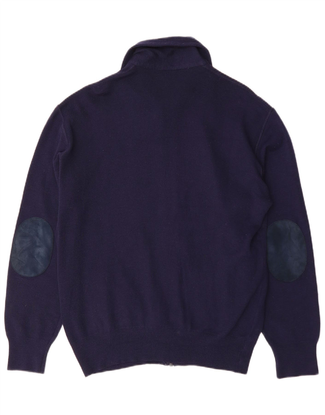 Винтажный мужской кардиган-свитер среднего размера, темно-синий, шерстяной