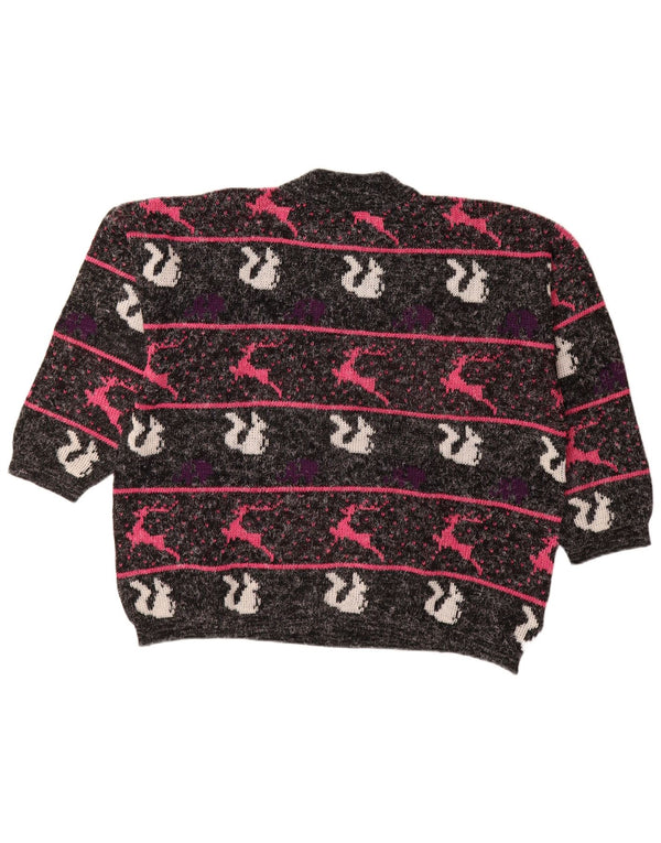 ВИНТАЖНЫЙ женский джемпер с высоким воротником, Великобритания, 18 XL, в черную полоску