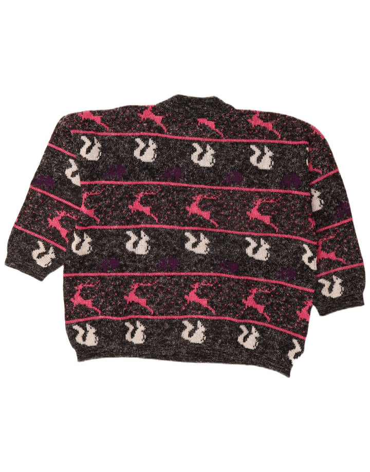 ВИНТАЖНЫЙ женский джемпер с высоким воротником, Великобритания, 18 XL, в черную полоску