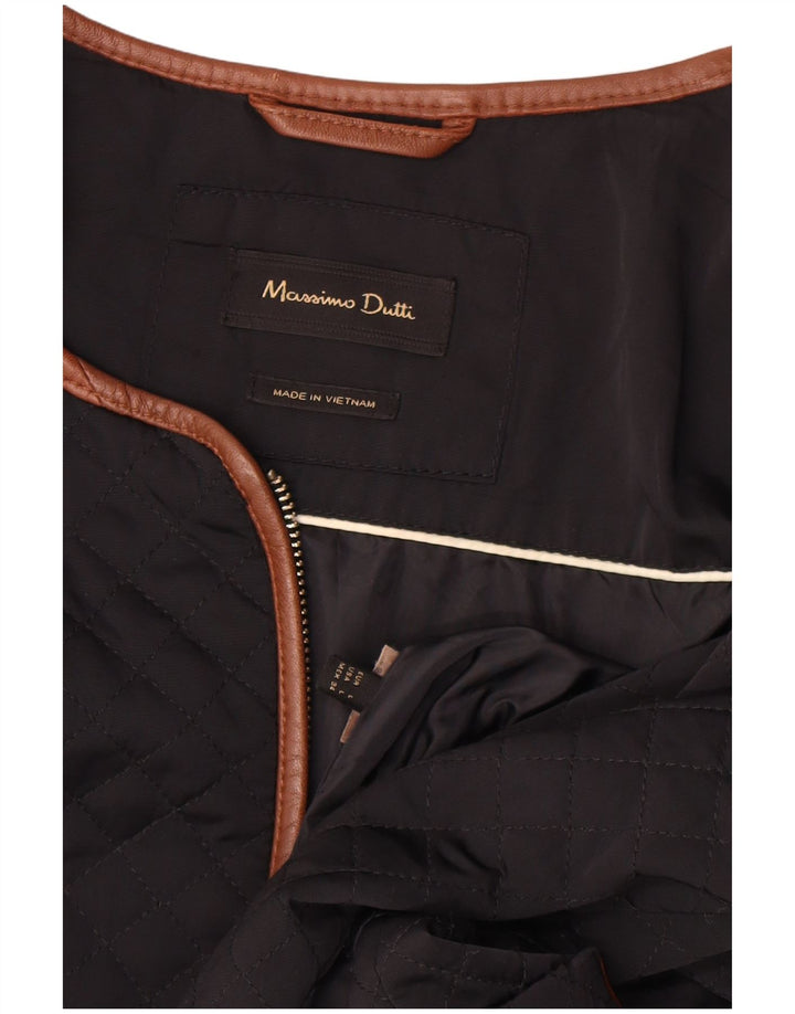 Massimo Dutti Женская стеганая куртка в стиле милитари UK 16, большая темно-синяя