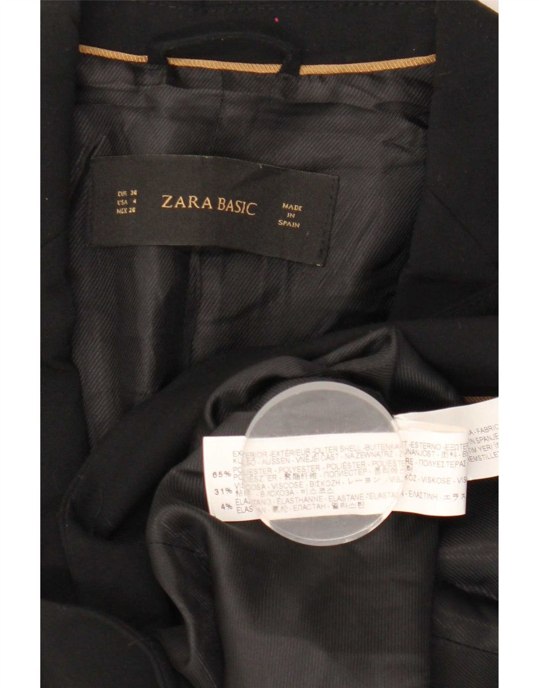 Женский пиджак на 1 пуговице Zara EU 36 XS, черный полиэстер
