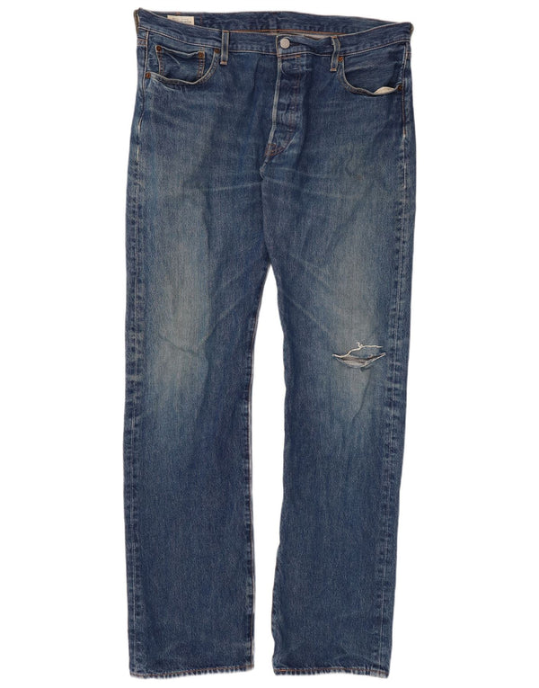 Мужские прямые джинсы LEVI'S 501 W36 L34 синие, хлопок