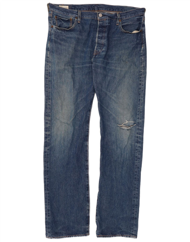 Мужские прямые джинсы LEVI'S 501 W36 L34 синие, хлопок