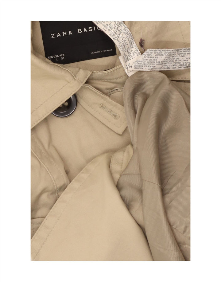 Женский тренч Zara UK 14, большой размер, бежевый нейлон