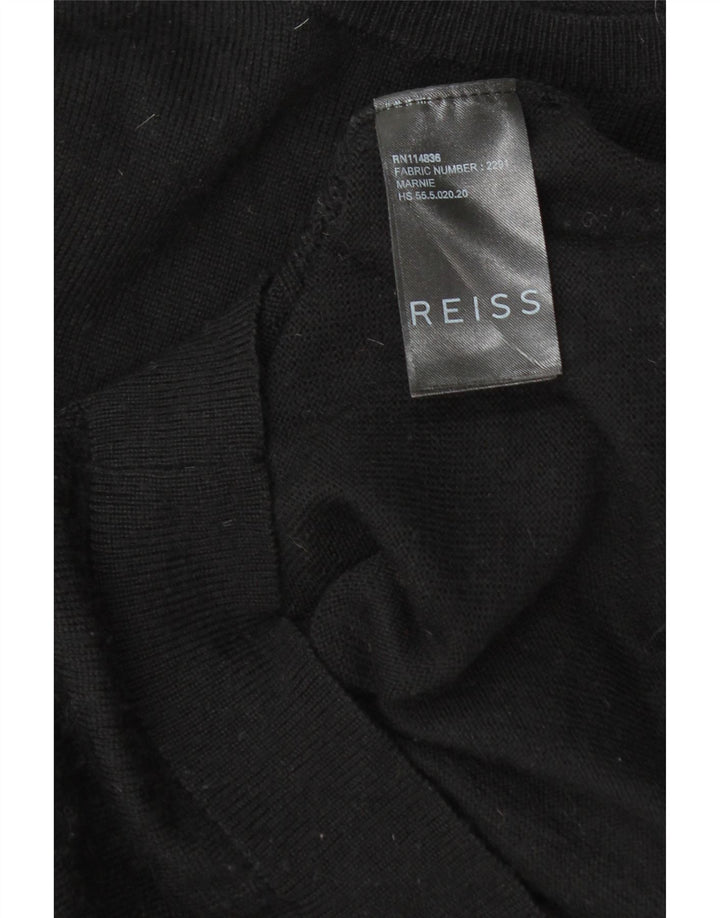 Женский джемпер с вырезом «лодочка» Reiss UK 14, средний черный, шерсть