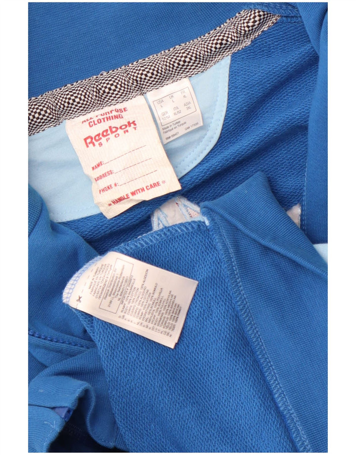 Мужской спортивный костюм Reebok с графическим рисунком, большая синяя хлопковая куртка с цветными блоками
