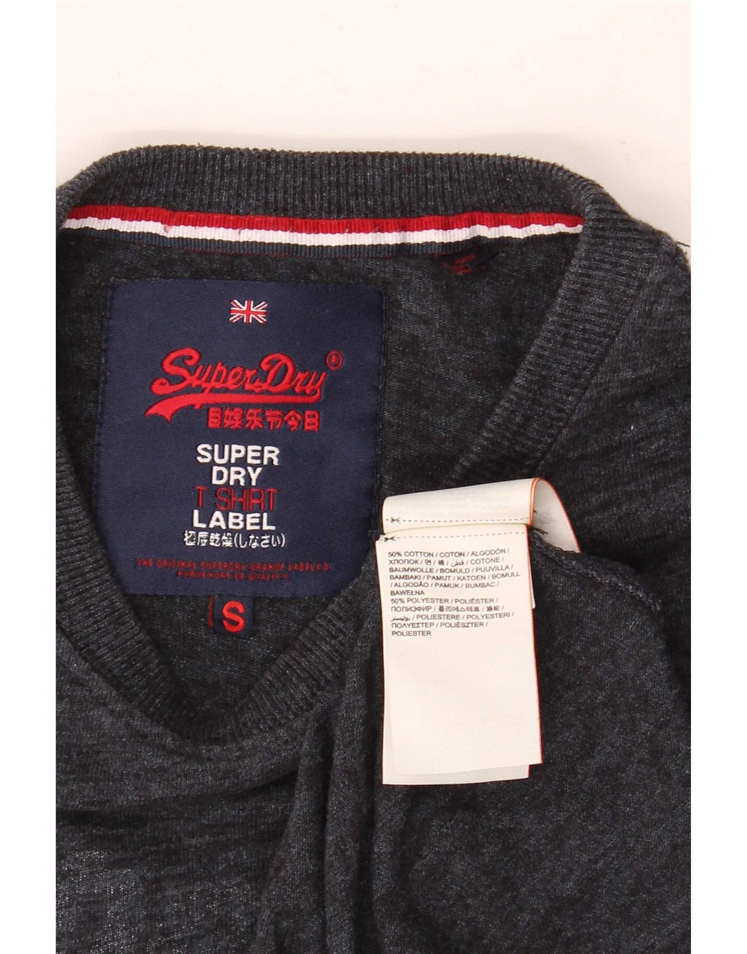 Мужская футболка с рисунком Superdry, маленький серый хлопок с крапинками