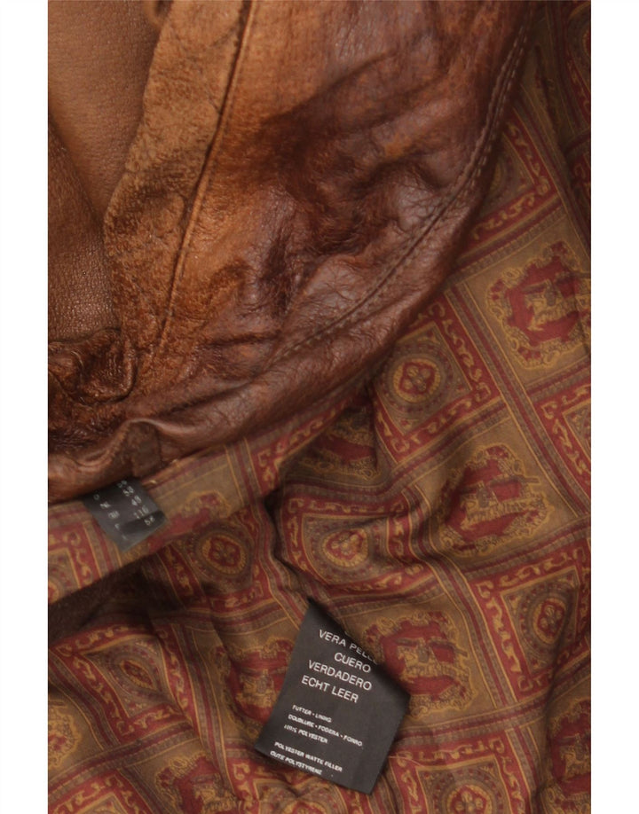 Винтажная мужская кожаная куртка IT 58 4XL Коричневая кожа