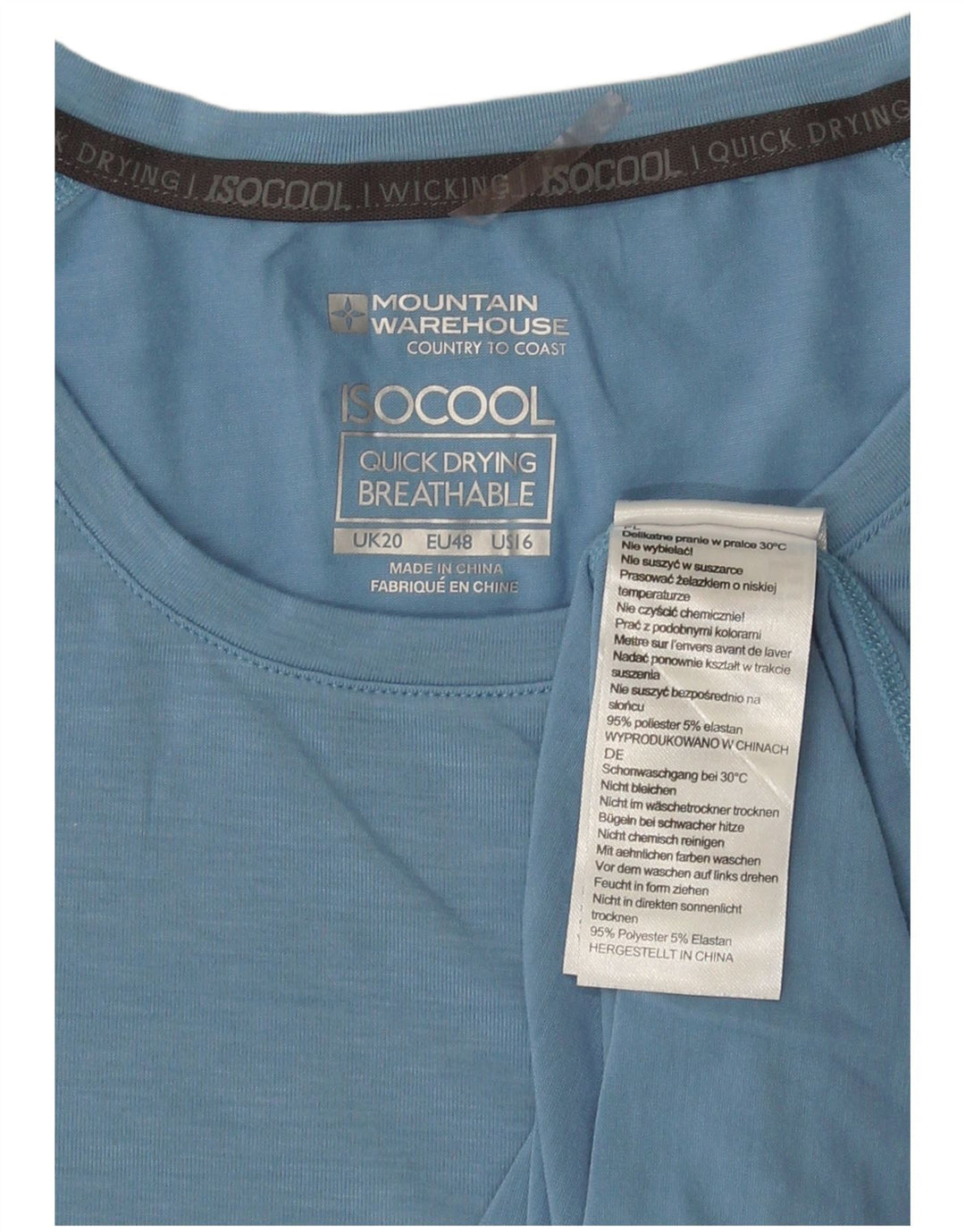 Женская футболка Mountain Warehouse IsoCool Top UK 20 2XL, синяя, полиэстер