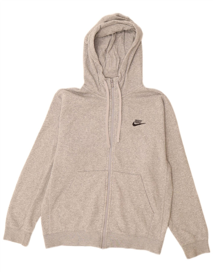 Мужской свитер с капюшоном на молнии Nike, маленький серый, хлопковый