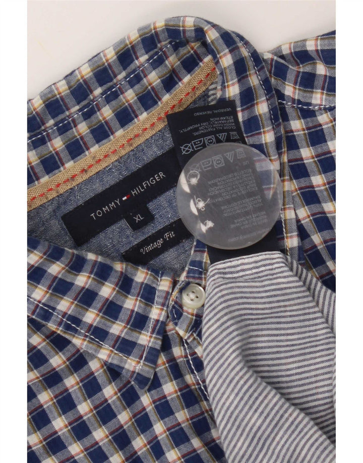 Мужская рубашка в винтажном стиле Tommy Hilfiger XL, синяя в клетку