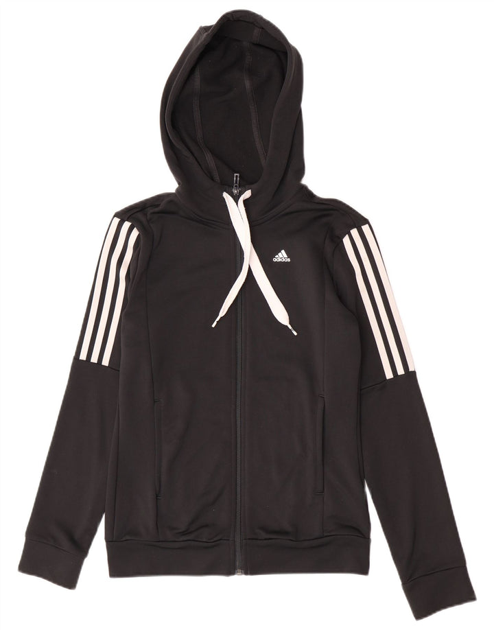 Женский свитер с капюшоном на молнии Adidas UK 8/10, маленький черный полиэстер