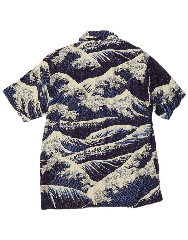 SUPERDRY Мужская рубашка с коротким рукавом с графическим рисунком XL, темно-синяя, хлопок