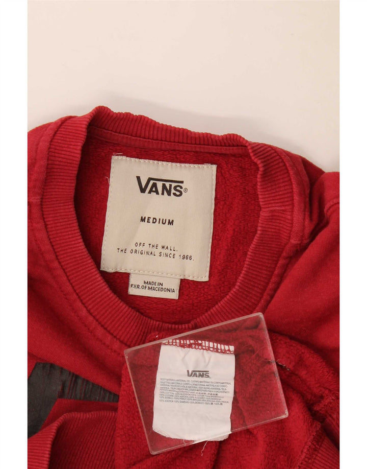 Мужской свитшот с рисунком Vans, хлопковый джемпер среднего темно-бордового цвета
