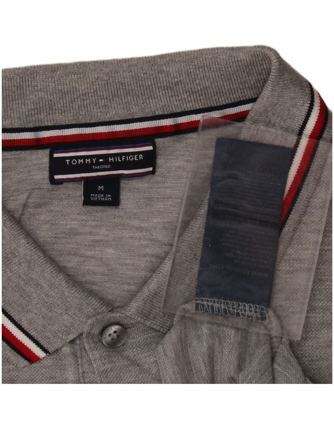 TOMMY HILFIGER Mens Polo Shirt Medium Grey Cotton