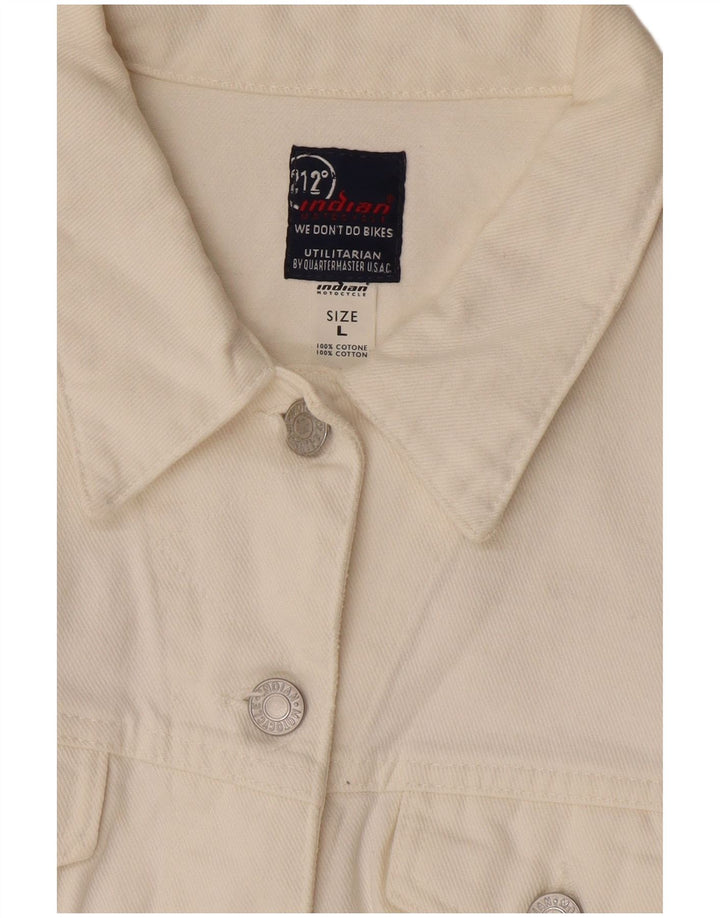 Индийская мотоциклетная женская укороченная джинсовая куртка UK 14, большой белый хлопок