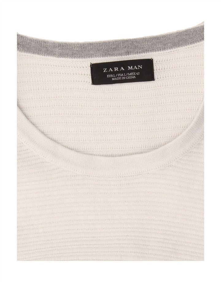 ZARA Womens Crew Neck Jumper Sweater UK 14 Large White Vintage Zara and Second-Hand Zara from Messina Hembry 