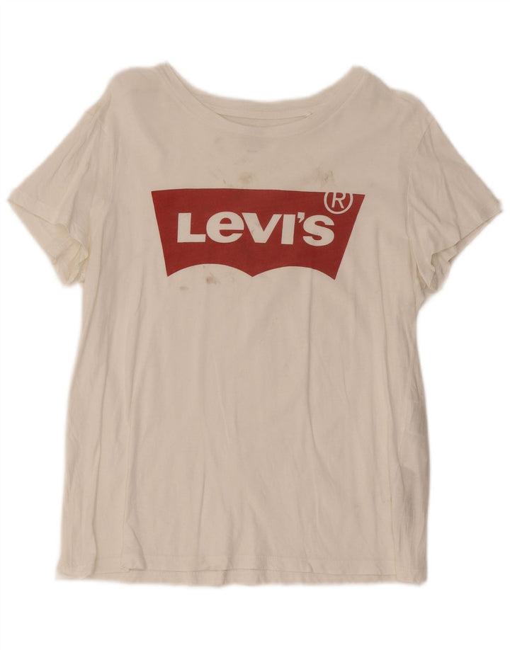 Женская футболка с рисунком Levi's Top UK 12, средний размер, белый хлопок